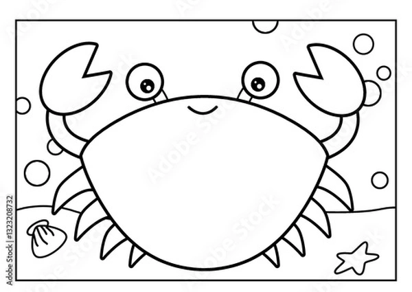 Fototapeta Crab Outline Illustration for Coloring Page