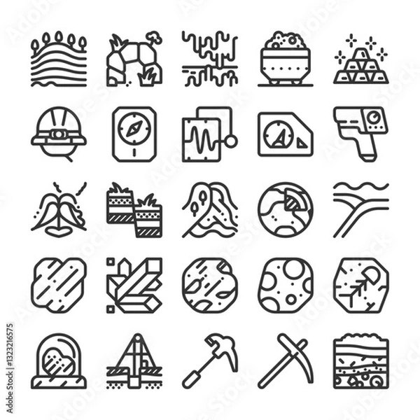 Fototapeta 地質学 地質調査 アイコン セット