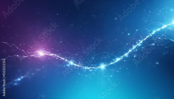 Fototapeta Abstract technology power and energy flow concept background, minimalist design with glow light and bokeh, generative AI.