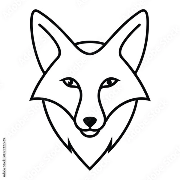 Fototapeta fox head line art vector illustration 