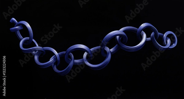 Fototapeta Abstract Digital Art of Double Helix DNA – Swirling Blue & Silver Strands, Depth & Contrast on Dark Gray Background, Symbolizing Life Force & Movement with Geometric & Organic Forms