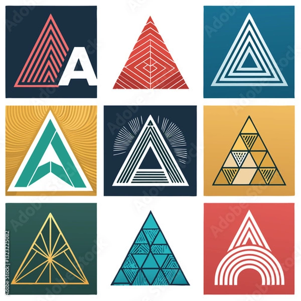 Fototapeta set of triangle icons