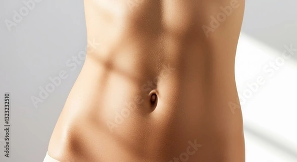 Obraz Close-up Torso View Showing Woman's Midsection and Stomach Area