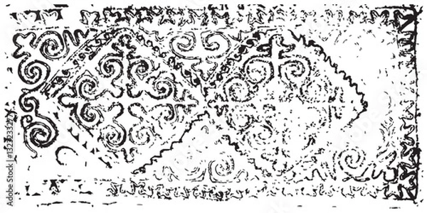 Obraz Texture background flat ancient kazakh ornament carpet. Vector illustration