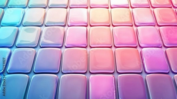 Fototapeta Colorful glossy tiles in vibrant gradient.
