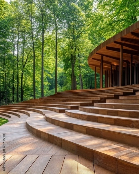 Fototapeta A modern amphitheater in an urban forest, blending culture and nature