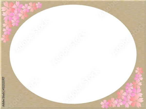 Obraz 桜　ウッド調フレーム（丸）