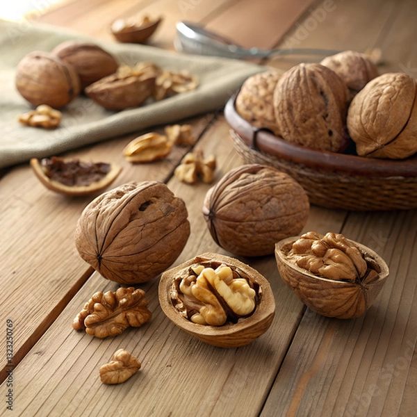 Fototapeta walnuts and nutcracker