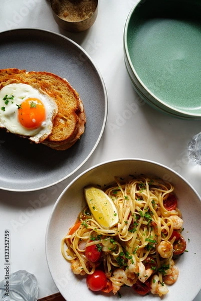 Obraz エビのパスタ