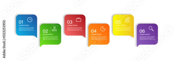 Obraz Speech bubble business infographic design template. Six steps to success