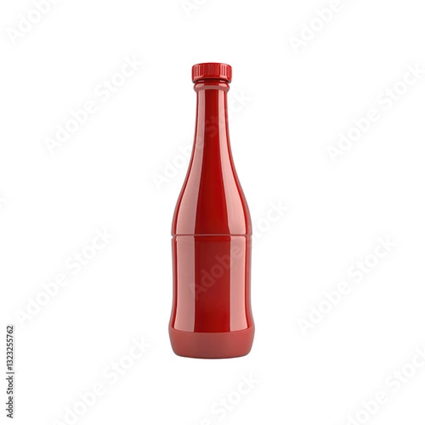Fototapeta Red Ketchup Bottle Mockup on Transparent Background
