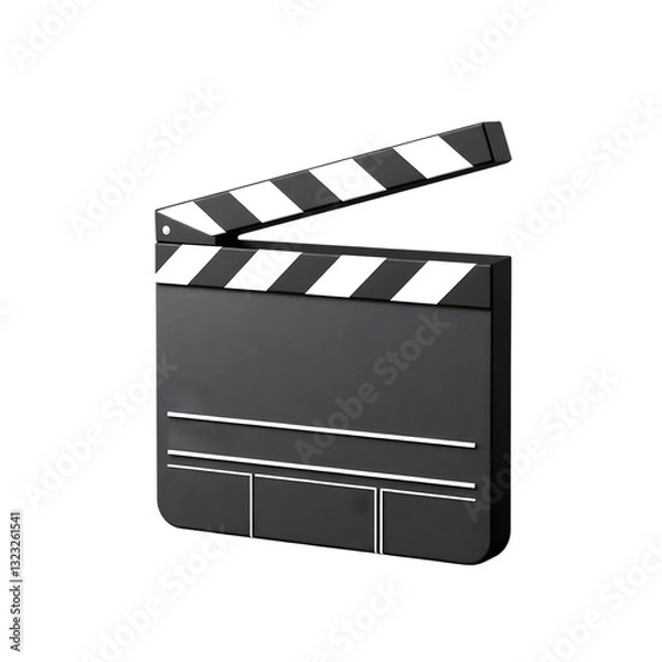 Fototapeta 3d classic film clapperboard icon representing filmmaking, video production and movie industry, ideal for cinema, media, entertainment projects and creative video editing	