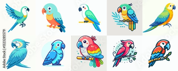 Obraz collection of parrot bird illustration