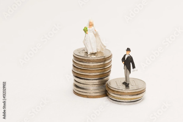 Fototapeta お金と新婚夫婦