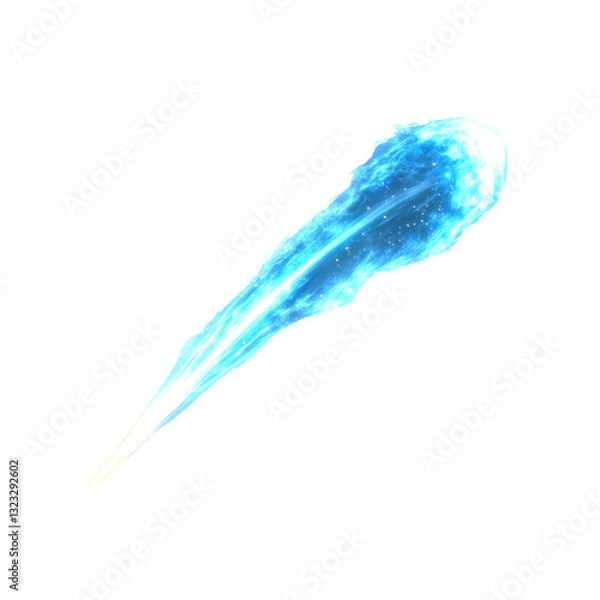Fototapeta Glowing Blue Energy Stream, Magical Light Trail, Abstract VFX Element