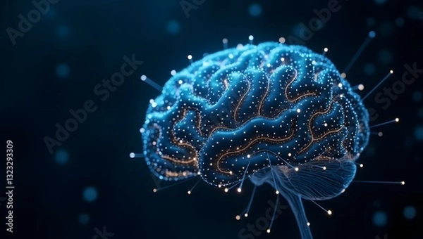 Fototapeta Futuristic AI brain network glowing high resolution photo