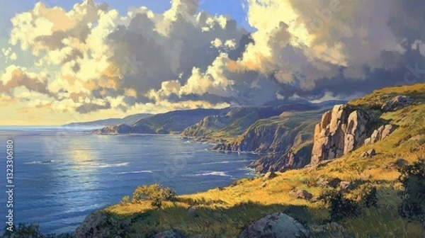 Obraz Coastal Cliffs at Sunset (1)