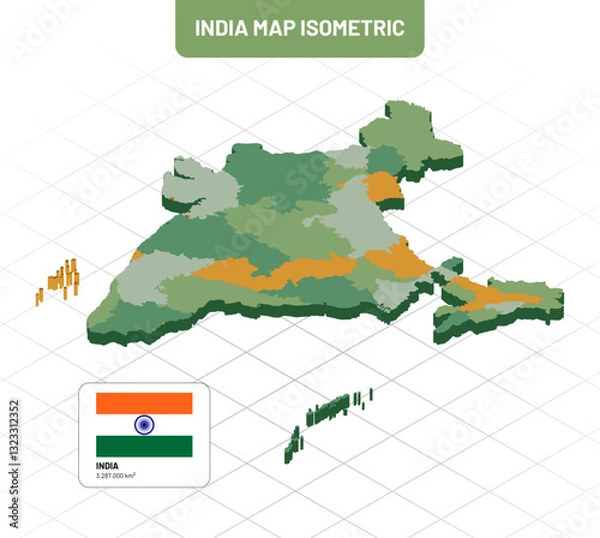 Fototapeta Isometric india map 