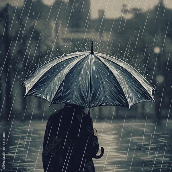 Obraz man under umbrella