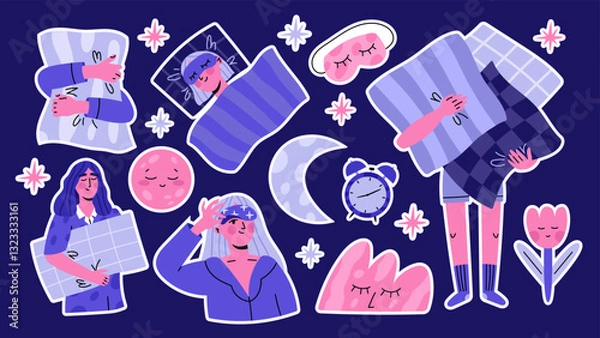 Obraz Sleep day sticker set
