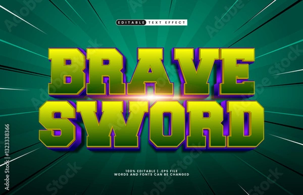 Fototapeta brave sword editable text effect with a knight and hero text effect