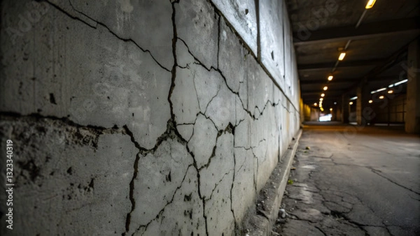 Obraz Dark cracked concrete wall texture background