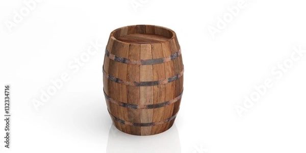 Obraz Wooden barrel on white background. 3d illustration