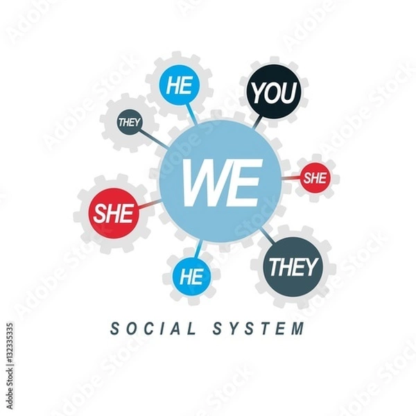 Fototapeta Social Relations conceptual logo, unique vector symbol. Society