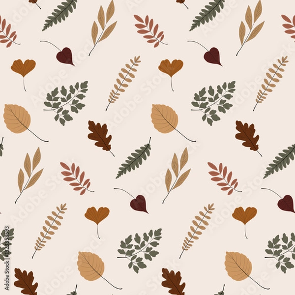 Obraz autumn leaves seamless vector pattern