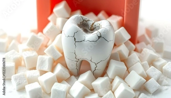 Fototapeta dental crown and teeth placed in sugar 