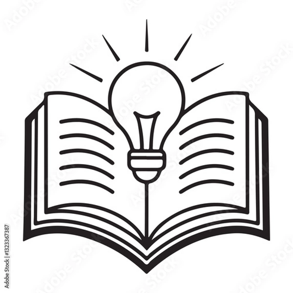 Fototapeta open book with knowledge lightbulb icon business concept