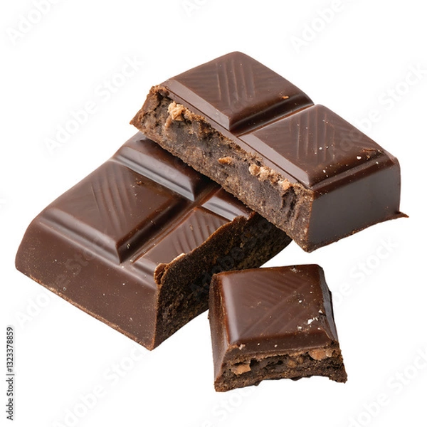 Fototapeta Pieces of Chocolate Bar Isolated on Transparent Background