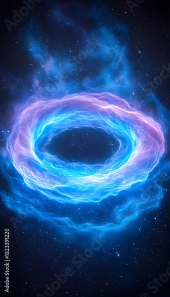 Obraz Abstract swirling ring of vibrant blue and purple energy in space
