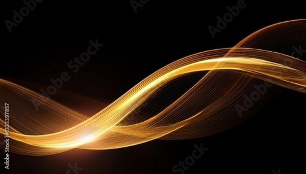 Fototapeta abstract gold wave design element glowing smooth wavy line