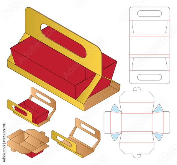 Fototapeta Box packaging die cut template design. 3d mock-up