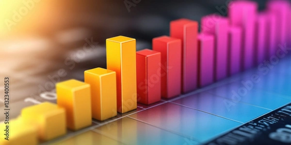 Fototapeta Analyzing business growth trends through colorful bar graphs in a digital environment