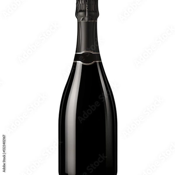 Fototapeta A black bottle of champagne, isolated on a transparent background