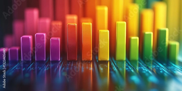 Fototapeta Analyzing sound visualization colorful audio bars digital workspace infographic vibrant atmosphere close-up perspective