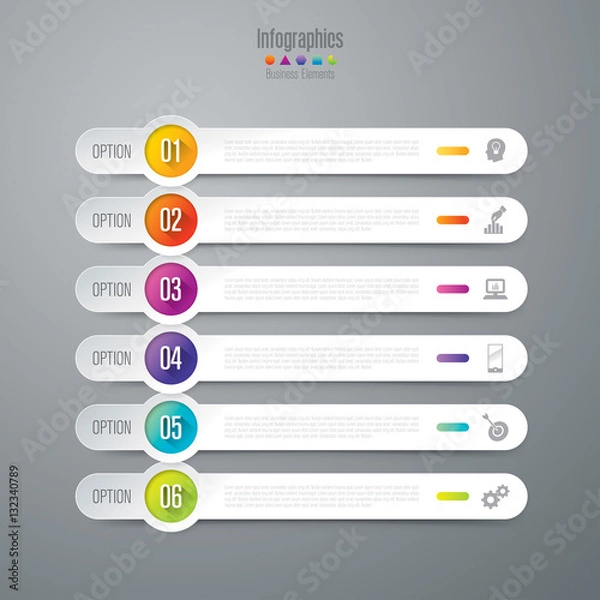 Fototapeta Infographic design vector and business icons with 6 options.