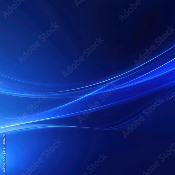Fototapeta Abstract Blue Wave Lines on Dark Background - Dynamic Flowing Light Streaks