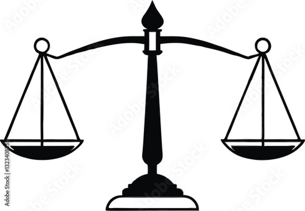 Fototapeta Unbalanced Justice Scale Icon – Black and White Legal Symbol of Law and Fairness