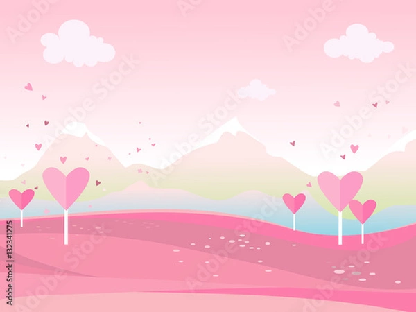 Obraz Vector cartoon illustration of a landscape.