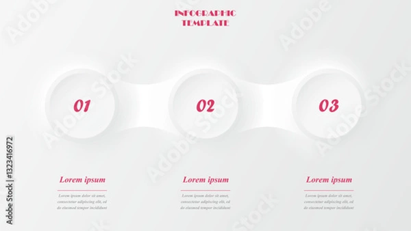 Fototapeta Neumorphic flowchart infographic. Creative concept for presentations with 3 steps, options, parts or processes.