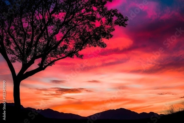 Fototapeta A mesmerizing abstract sky blending warm sunset hues.