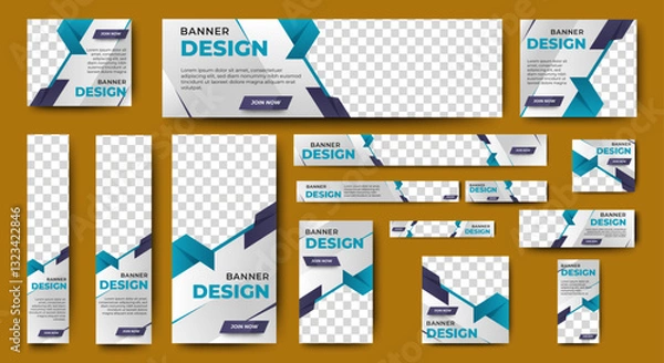 Fototapeta Digital banners ads template design set for website and social media post. Editable. vector