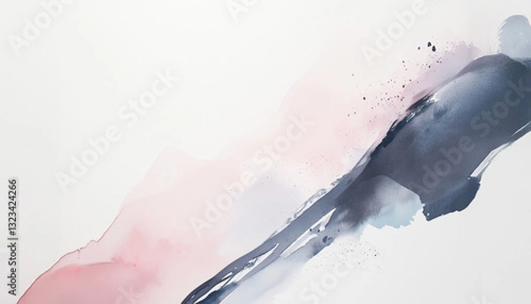 Fototapeta The abstract and natural brush touch of black and pink ink
