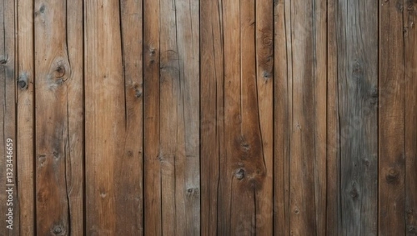 Fototapeta Textured wooden wall featuring warm brown and gray planks arranged vertically, showcasing natural wood grain and rustic charm.