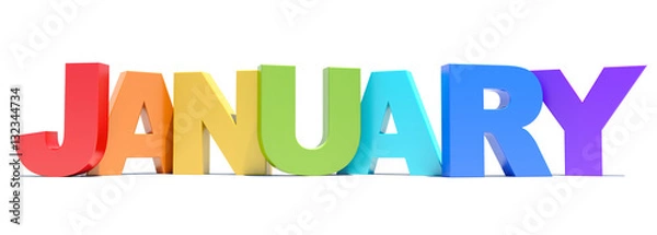 Obraz January colored text calendar background on white
