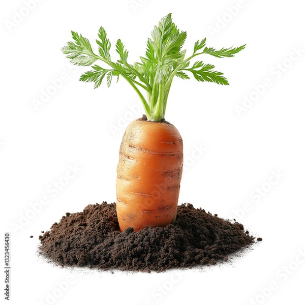 Obraz Carrot with soil isolated on transparent background. PNG with clipping path
