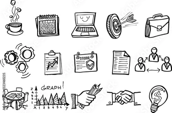 Obraz Element of hand drawn business set, Hand drawn in vector design.vector2025-01
